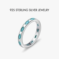 S925 sterling silver ring with turquoise marquise stones and blue enamel finish - US Size 8 / Turquoise Marquise Style (PNJ005)