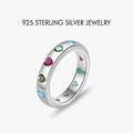 925 sterling silver ring featuring multi-color heart-shaped cubic zirconia stones - US Size 8 / Heart Style (PNJ006)