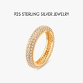 Eternity ring van 925 sterling zilver met witte zirkonia en een gouden afwerking - US 5 / 18K Goud (Witte Zirkoon)