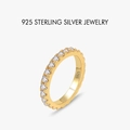 Elegance S925 sterling silver ring with full circle pave cubic zirconia gold finish - US 5 / Gold Plated (White Zircon)