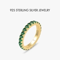 Eternity ring in S925 sterling silver with green zircon stones and golden finish - US 5 / Gold (Green Zircon)