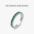 Anello eternity in argento sterling S925 con zirconi verdi scintillanti taglio tondo - Platino (Zirconia Verde)