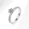 Classic S925 sterling silver ring with a six-prong set 1-carat moissanite stone - US Size 5 / Small Moissanite