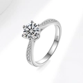 S925 sterling silver ring featuring a round brilliant-cut moissanite in six-prong setting - US Size 5 / Standard Moissanite