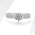 925 sterling silver 2 carat moissanite ring with six-prong setting and pavé side stones - US Size 5 / 0.5ct Moissanite