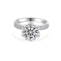 S925 Sterling Silber Ring mit 1 Karat Moissanit in blütenförmiger Sechs-Krallen-Fassung - US Größe 5 / Moissanit (Stil B)