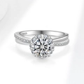 S925 sterling silver ring featuring a 1-carat round moissanite with pavé twisted band - US Size 5 / 1 Carat Moissanite