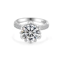 S925 Sterling Silber Blumenring mit 1 Karat Moissanit und Pavé-Besatz - US Größe 5 / Moissanit (Stil C)
