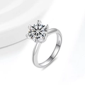 Klassieke S925 sterling zilveren ring met ronde moissaniet in een stevige 4-klauwzetting - US Maat 7 / Moissanite (3 Karaat)