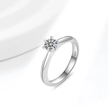 Klassieke S925 sterling zilveren ring met een 1 karaat ronde briljant geslepen moissaniet - US Maat 5 / Moissanite (50 Punten)