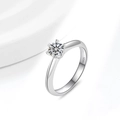 Klassieke S925 zilveren ring met een zeskante zetting en briljante moissaniet - US Maat 5 / Moissanite (1 Karaat)