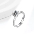 Klassieke S925 sterling zilveren moissanite ring met zes klauwen en briljant geslepen steen - US Maat 7 / Moissanite (2 Karaat)
