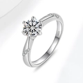 Elegant S925 silver six-prong ring with a large round-cut sparkling gemstone moissanite - US Size Five / Medium Moissanite