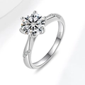 Classic S925 sterling silver six-prong ring featuring 1-carat round brilliant moissanite - US Size Five / Large Moissanite