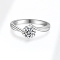 S925 sterling silver snowflake ring with 1 carat moissanite and heart prong setting - US Size 5 / 0.5 Carat Moissanite