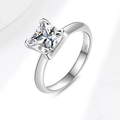 Classic S925 sterling silver princess cut moissanite ring with four-prong setting - US Size 5 / Moissanite Princess Cut