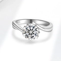 925 Sterling Silver ring featuring 1 carat round moissanite in snowflake prong setting - US Size 5 / 1 Carat Moissanite