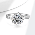 925 sterling silver snowflake ring with 1 carat moissanite and twisted band design - US Size 5 / 2 Carat Moissanite