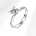 Square princess cut moissanite ring with four-prong setting in S925 sterling silver - US Size 5 / Moissanite Princess Cut