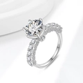 Luxurious S925 sterling silver ring with six-prong setting and round moissanite stone - US 5 / Moissanite