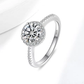 S925 sterling silver halo ring with moissanite center stone and pavé set diamonds - US Size 5 / 0.5 Carat Moissanite