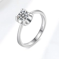 Elegante S925 sterling zilveren ring met een rond briljant geslepen moissaniet - US Maat 5 / 0,5 Karaat Moissaniet