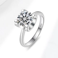 Klassieke S925 zilveren ring met een sprankelende ronde moissanite in vier-klauwzetting - US Maat 5 / 2 Karaat Moissaniet