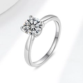 Classic silver S925 sterling silver ring featuring a four-prong set round moissanite - US Size 5 / 1 Carat Moissanite