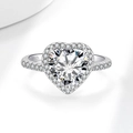 Sparkling S925 sterling silver heart-shaped moissanite ring with halo setting - US Size 5 / 2 Carat Moissanite