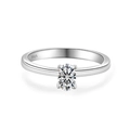Minimalist S925 sterling silver ring with oval-cut moissanite in a shiny silver finish - 0.5 Carat Moissanite / US Size 5