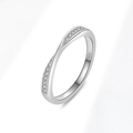 Women's S925 sterling silver twisted wave ring with micro-set shimmering moissanite - US Size 7 / Women's Ring (PNJ130)