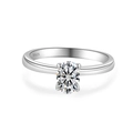 Elegant S925 sterling silver ring with oval moissanite in a classic four-prong setting - 1 Carat Moissanite / US Size 5