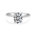 Oval cut moissanite ring in S925 sterling silver with classic four-prong setting - 2 Carat Moissanite / US Size 5