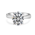 Oval moissanite ring with four-prong S925 sterling silver band in polished finish - 9x11mm Zirconia / US Size 6