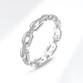 Sparkling S925 sterling silver chain ring featuring white zircon accents for women - US Size 5 / Silver