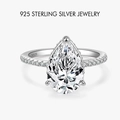 Elegante anello in argento sterling 925 con pietra in zircone a forma di pera - US 5 / Stile Pera (PNJ048) / Platino