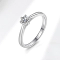 Classic silver S925 sterling silver ring featuring a four-prong moissanite solitaire setting - US Size 5 / 30pt Moissanite Style