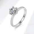 Classic S925 sterling silver 1 carat moissanite ring with elegant six-prong setting - US Size 5 / 1 Carat Moissanite Style