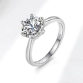 Classic S925 sterling silver ring featuring a 6-prong moissanite setting in 1 carat - US Size 5 / 2 Carat Moissanite Style