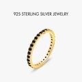 Anello eternity in argento 925 dorato con zirconi neri tondi dallo stile moderno - Taglia US 10 / Color Oro 18K Zirconia Nera (PNJ030)