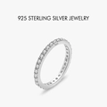 Anello eternity in argento sterling 925 con pietre di zircone cubico tondo - Taglia US 5