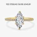 Anello elegante in argento 925 con cristallo marquise e accenti in zircone pavé - US 5 / Stile Marquise (PNJ046) / Oro