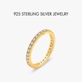 Anello eternity in argento 925 placcato oro con zirconi bianchi in micro-pavè - Taglia US 5 / Color Oro 18K Zirconia Bianca (PNJ030)
