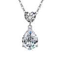 S925 Sterling Silver necklace featuring heart and pear cut teardrop crystal pendants - Platinum Tone (White Zirconia)