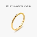 Minimalistischer S925 Sterlingsilber Ring, dünn stapelbar mit elegantem Gold-Finish - US Größe 5