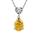 S925 sterling silver necklace featuring yellow pear-cut drop and heart zircon pendant - Platinum Color (Golden Yellow Zirconia)