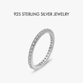Eternity-Ring aus 925er Sterlingsilber mit weißen, pavégefassten Zirkonia-Steinen - US Größe 5 / Platinfarbe Weißer Zirkonia Ewigkeitsband (PNJ023)