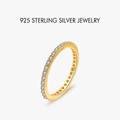 Eternity-Ring aus vergoldetem S925 Sterlingsilber mit klaren runden Steinen - US Größe 5 / 18K Goldfarbe Weißer Zirkonia Ewigkeitsband (PNJ023)