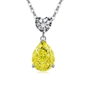 S925 silver necklace featuring a heart-cut white stone and a yellow pear-cut pendant - Platinum Color (Apple Green Zirconia)