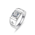 Men's S925 sterling silver ring with round moissanite and star engraved band - Moissanite / Size 7 / Star Engraved Style (PNJ117)